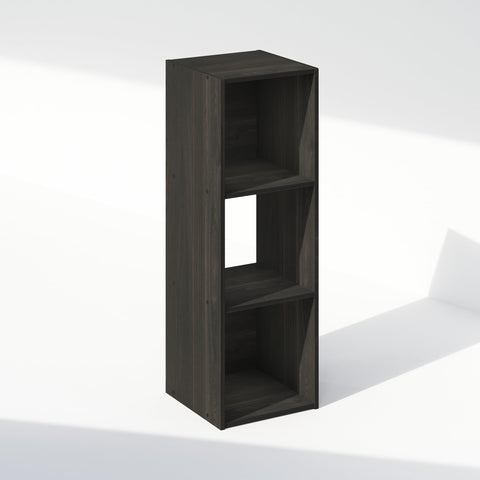 Furinno PELLI Book Shelf, 3-Cube Bookshelf, Cube Storage Organizer Bookcase, 11.7 x 12.1 x 35.4, for Living Room, Bedroom, Home Office, Espresso