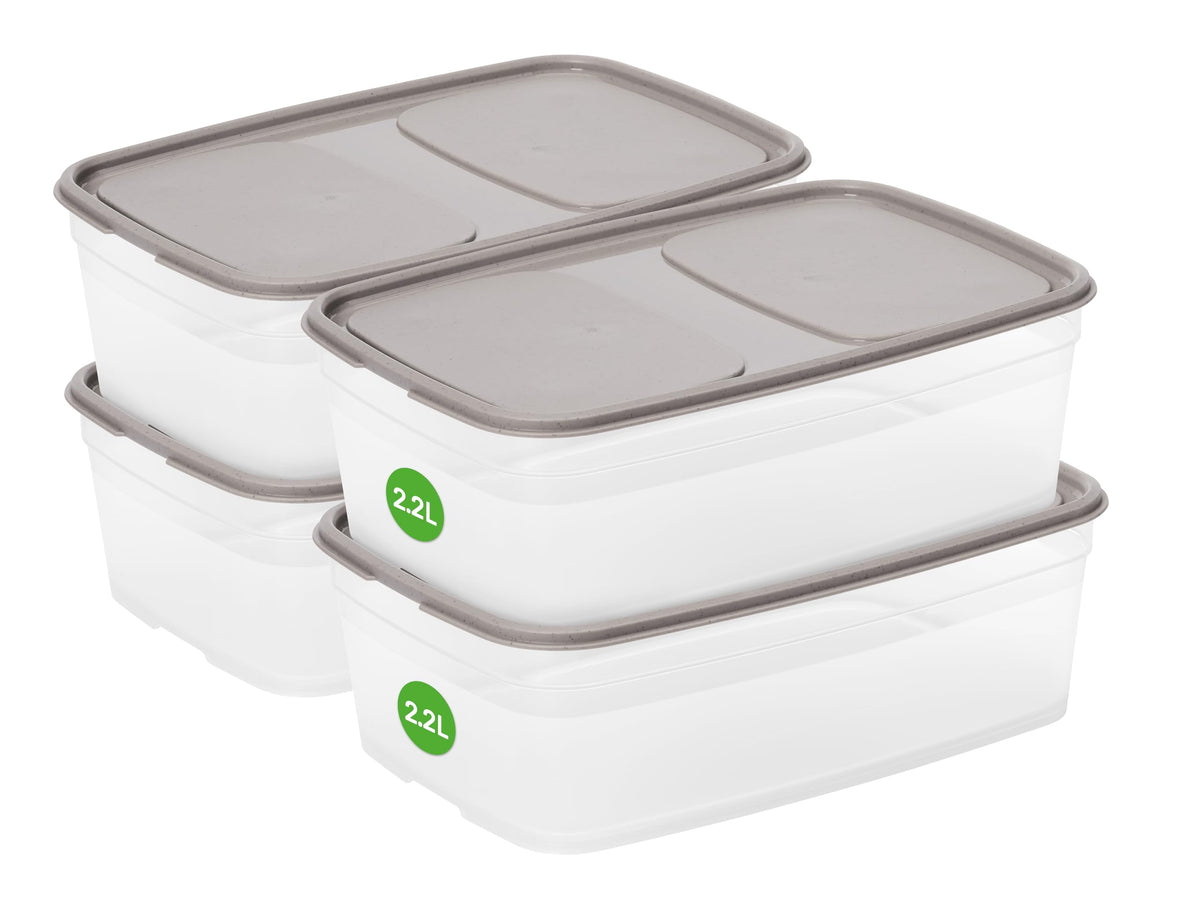 SmartStore Leakproof Food Storage Container 2,2L - Set of 4 | Dishwasher, Fridge, Microwave Safe | Lunch Box Meal Prep | Food Approved, BPA Free