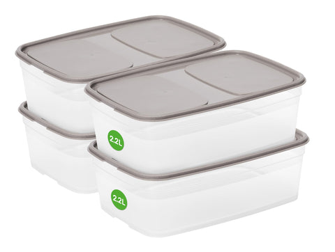 SmartStore Leakproof Food Storage Container 2,2L - Set of 4 | Dishwasher, Fridge, Microwave Safe | Lunch Box Meal Prep | Food Approved, BPA Free