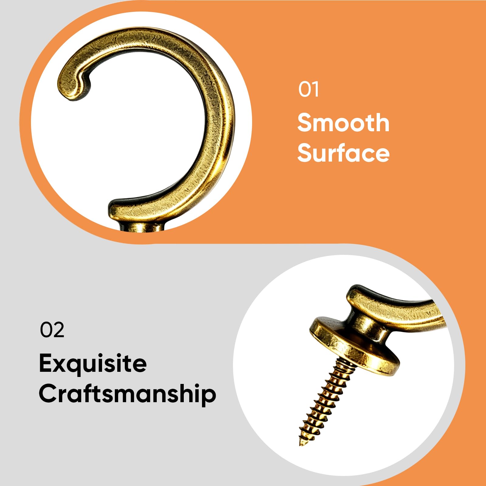2 Pack Heavy-Duty Vintage Brass Ball-End Curtain Tie-Back Wall Hooks