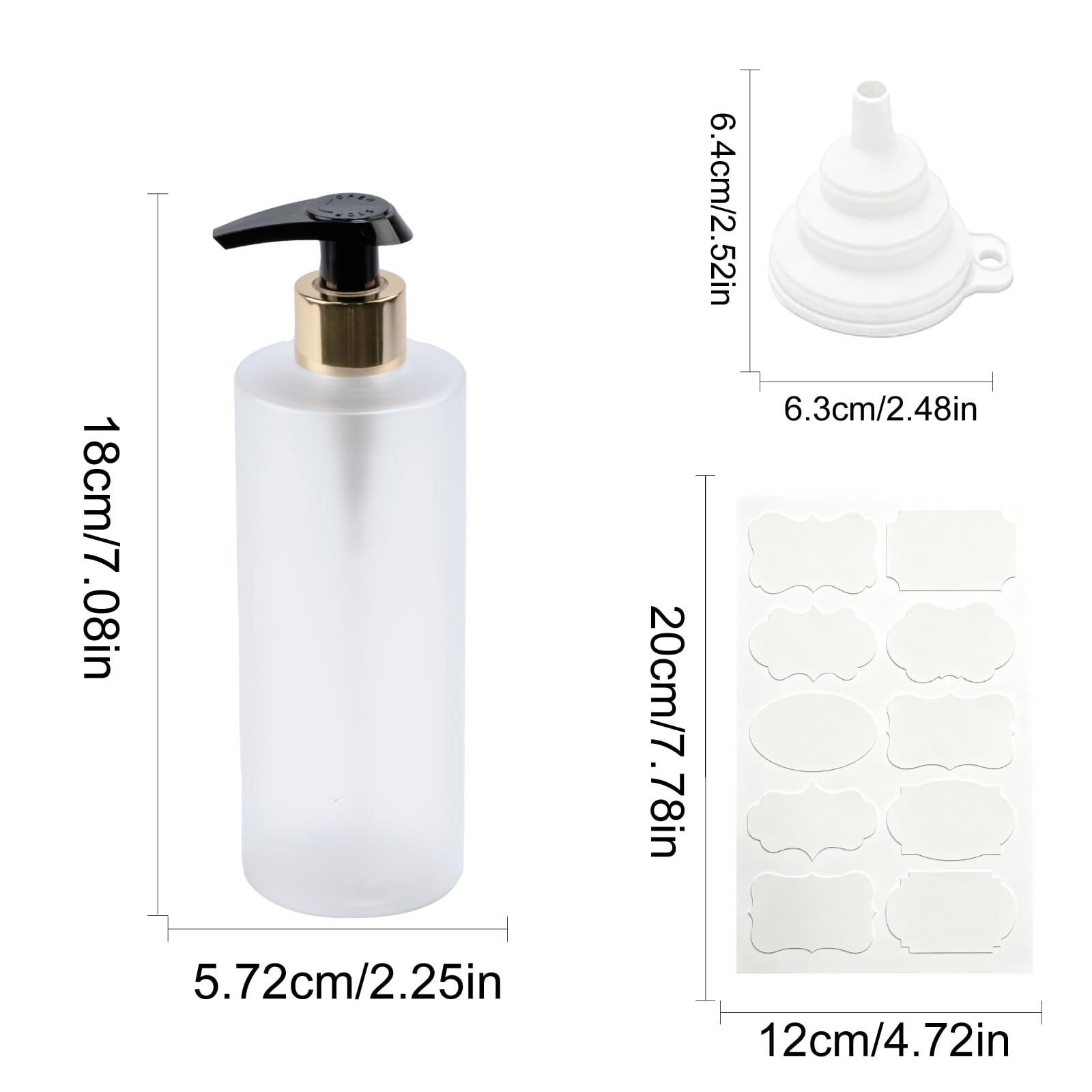 2 Pcs Hand and Dish Soap Dispenser Set, 300 ML Plastic Washing Up Liquid Dispenser Bottles
