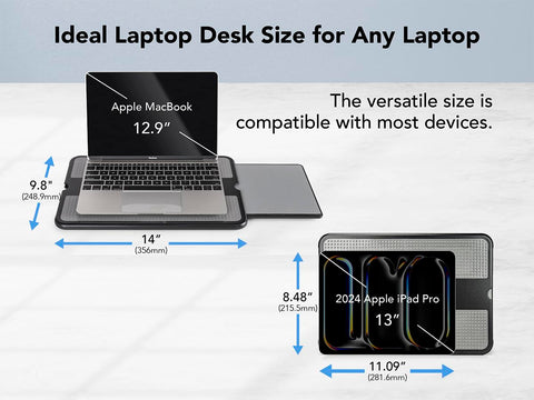 EHO Laptop Lap Pad - Laptop Stand Pad w Retractable Mouse Pad Tray, Anti-Slip Heat Shield Tablet Notebook Computer Stand Table w/Sturdy Stable Cooler