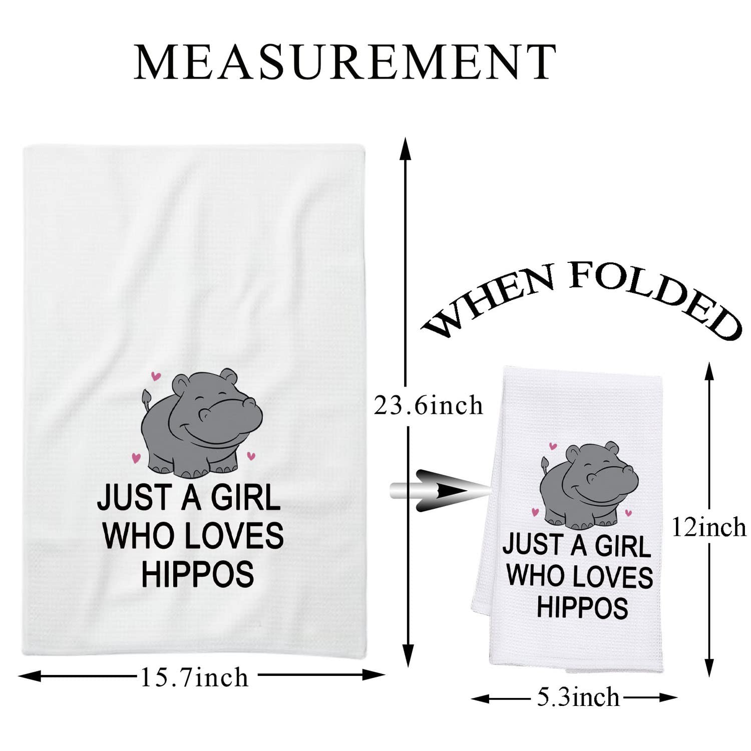 PLITI Hippo Kitchen Towel Hippopotamus Gift Hippo Lover Gift Just A Girl Who Loves Hippos Dish Towel Hippo Theme Gift(Girl Lover hippos TWU)