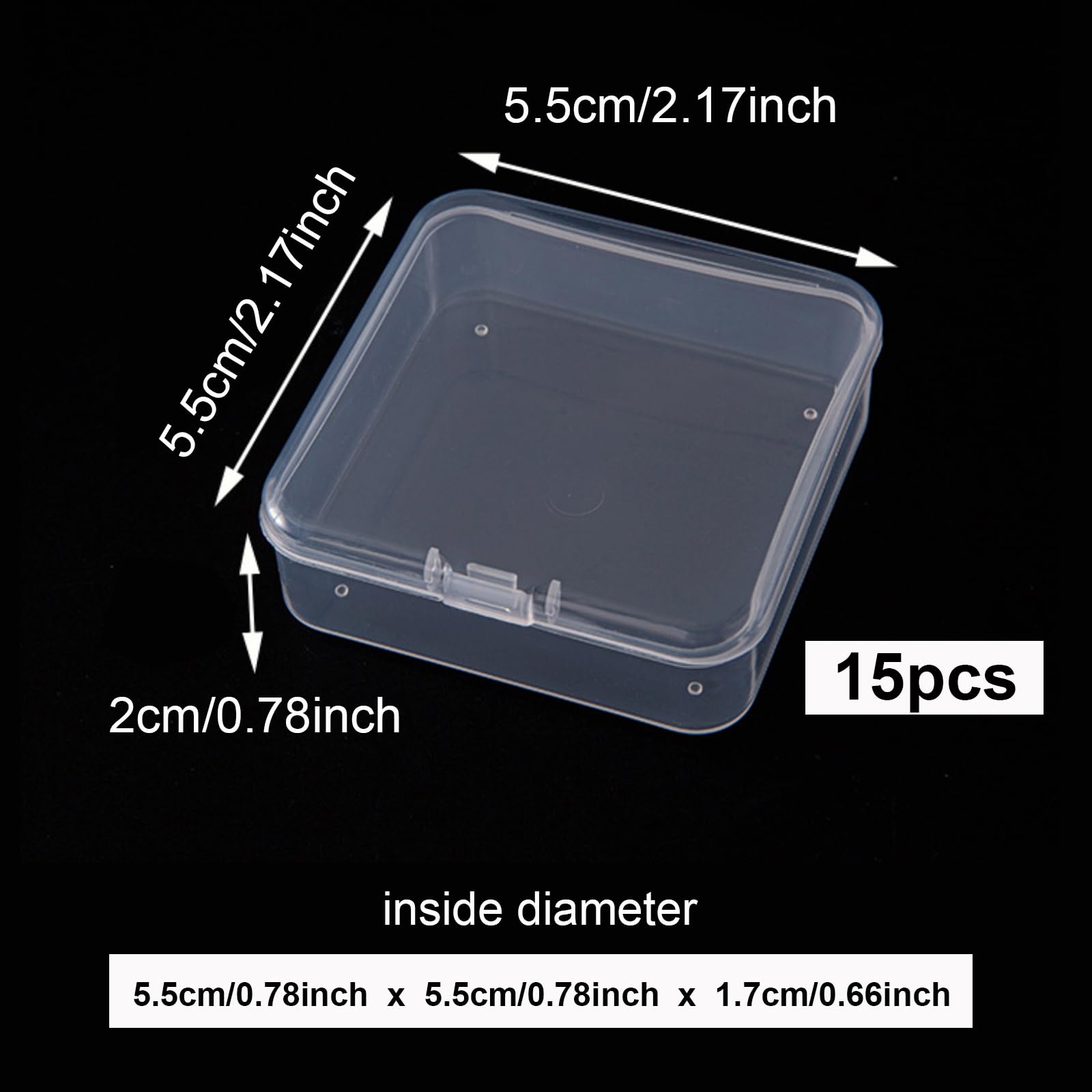 quyueug 15Pcs Plastic Bead Storage - Portable Clear Compartments,small storage box with lid for Beads, Jewelry Making & Craft Supplies