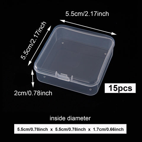 quyueug 15Pcs Plastic Bead Storage - Portable Clear Compartments,small storage box with lid for Beads, Jewelry Making & Craft Supplies