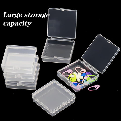 Prmape 30 Pieces Small Storage Box with Lid, 5.5 * 5.5 * 1.7cm Mini Rectangular Plastic Boxes, Mini Clear Bead Storage Containers