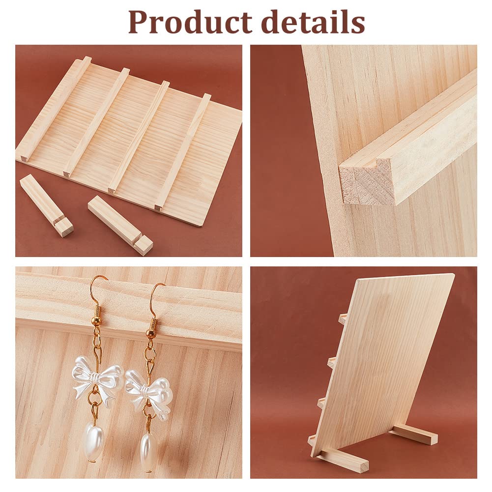PH PandaHall 4-Tier Wooden Earring Card Display Jewellery Stand Holder