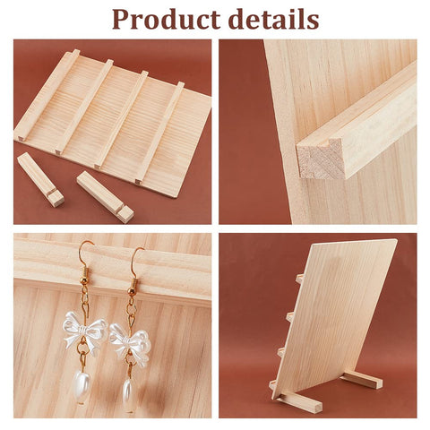 PH PandaHall 4-Tier Wooden Earring Card Display Jewellery Stand Holder