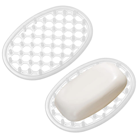 2 Pcs Silicone Soap Holder Soap Dish for Shower Simplicity Soaps Dish Non-Slip Clear Holder with Drainage Holes Self Draining Waterfall Soaps Tray