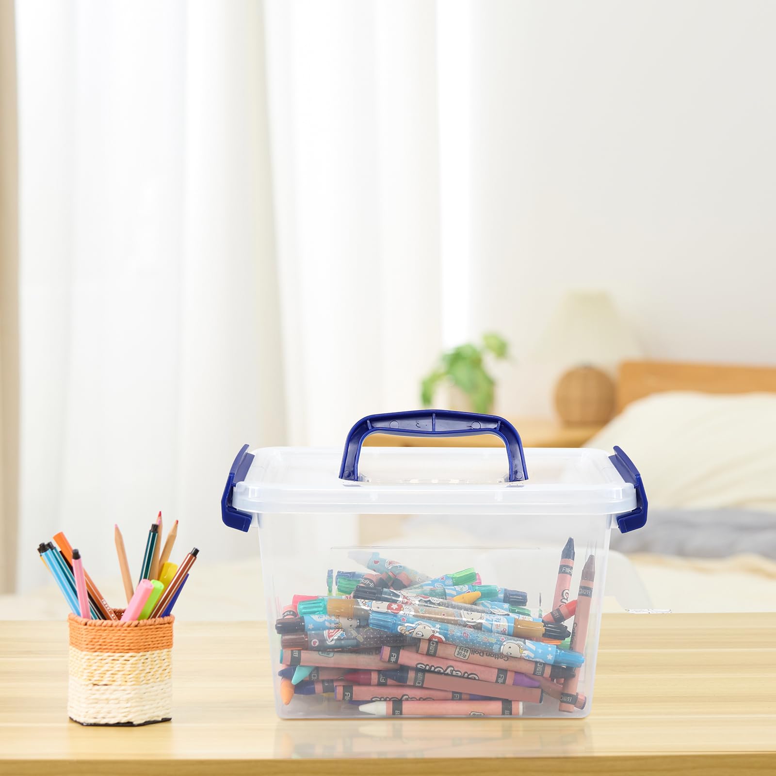 Hayixia 6 Pack 3 Litre Clear Storage Boxes with Lids, Small Plastic Organiser Container Box