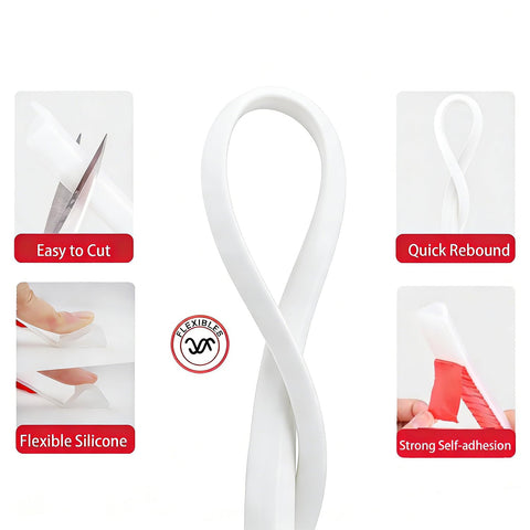 AiDeHuaKeJi Wet Room Floor Barrier, Shower Tray Sealing Strip, Bath Splash Guard, Shower Water Barrier, Shower Seal Strip for Bathroom Floor