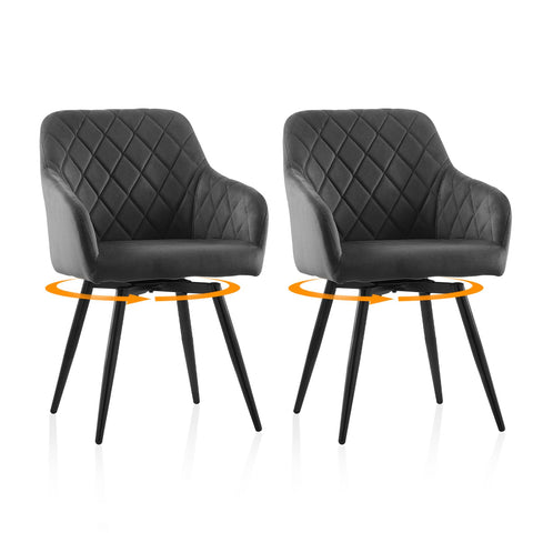 TUKAILAi Velvet Swivel Dining Chairs Set of 2 with Arms, for Dining Room