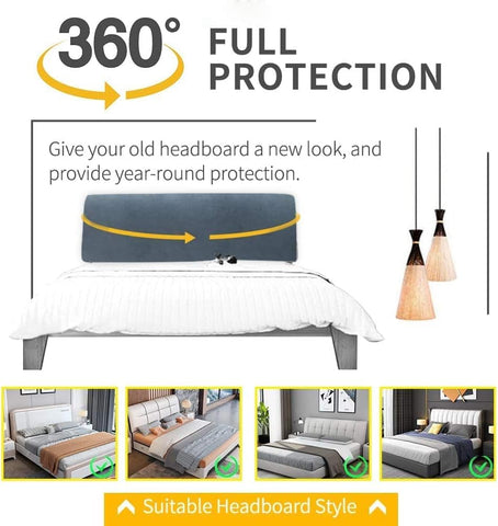 DUJUIKE Headboard Slipcover for Queen Bed, Stretch Bed Headboard Cover, Dustproof Protector Cover for Linen Tufted Upholstered