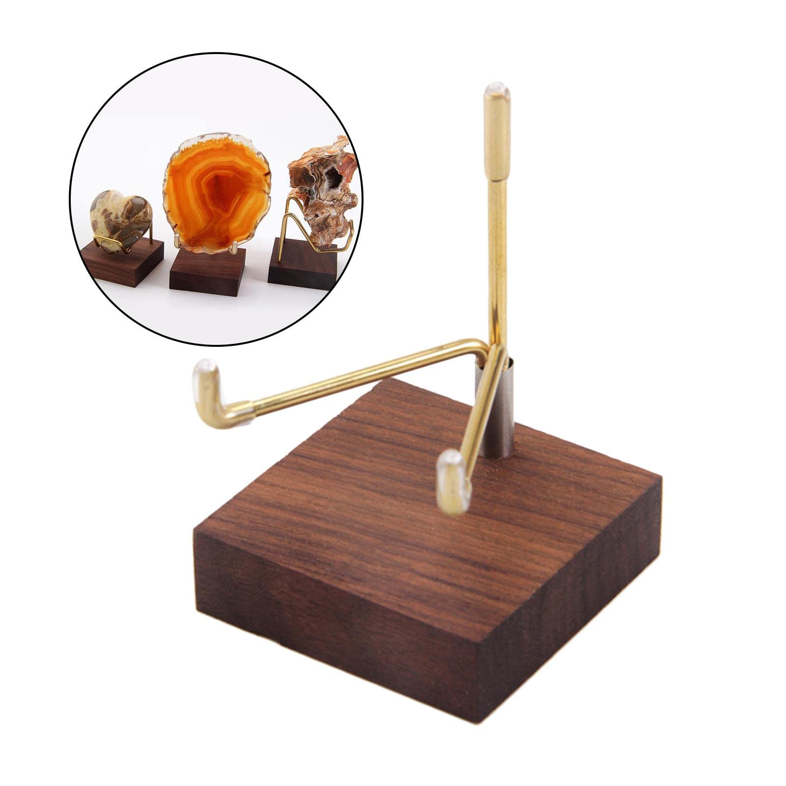 Perfeclan Wooden Display Stand for Fossils, Rocks, Geode, Agate, Crystals, Collectibles Strange Stones Holder, 02
