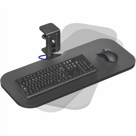 VIVO Clamp-on 23 x 10 inch Rotating Computer Keyboard and Mouse Tray, Extra Sturdy Single Desk Swivel Clamp, Ergonomic Typing, Black, MOUNT-KB04CB