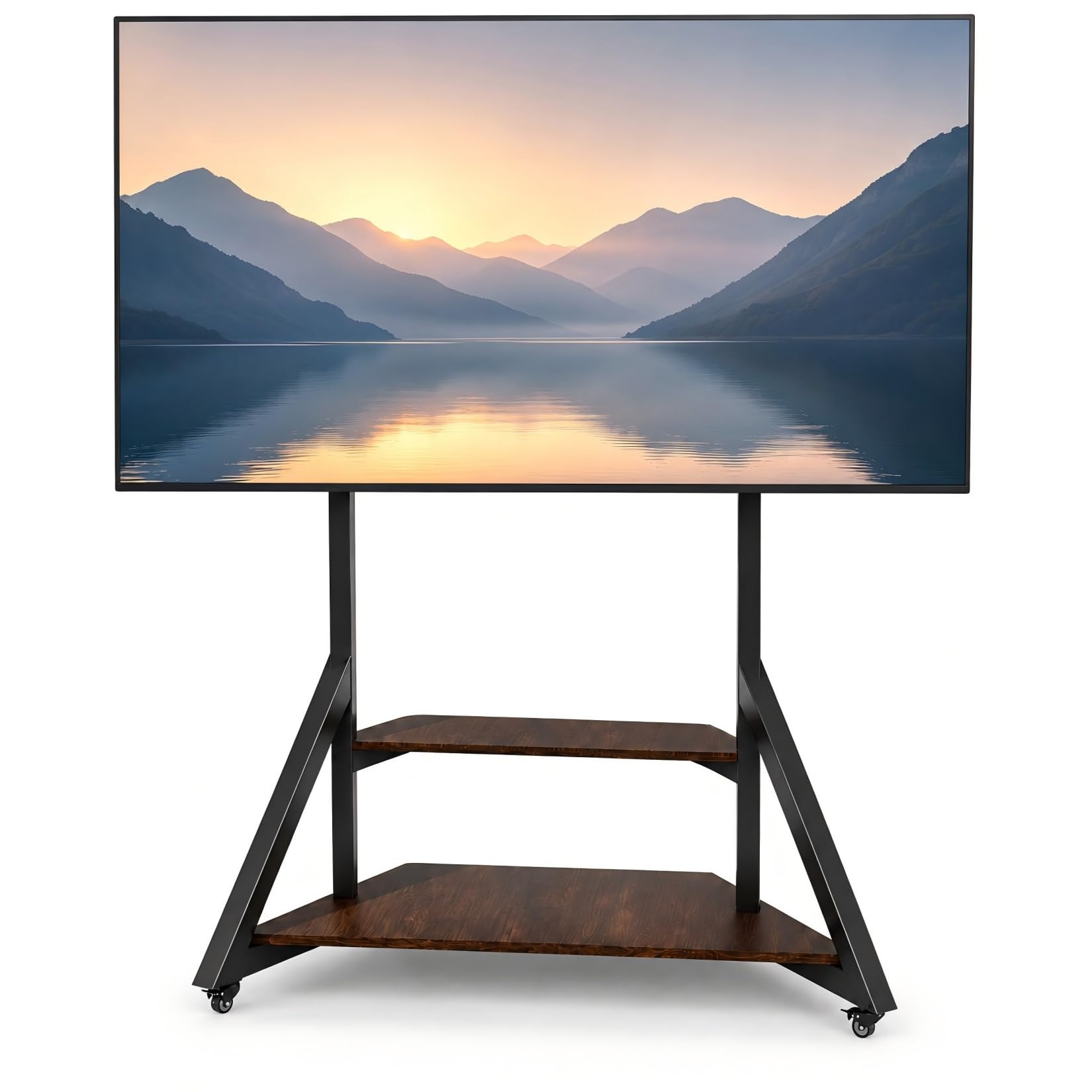 unho Floor TV Stand with Shelves, No Drill Mount for 40-75 Inch TVs