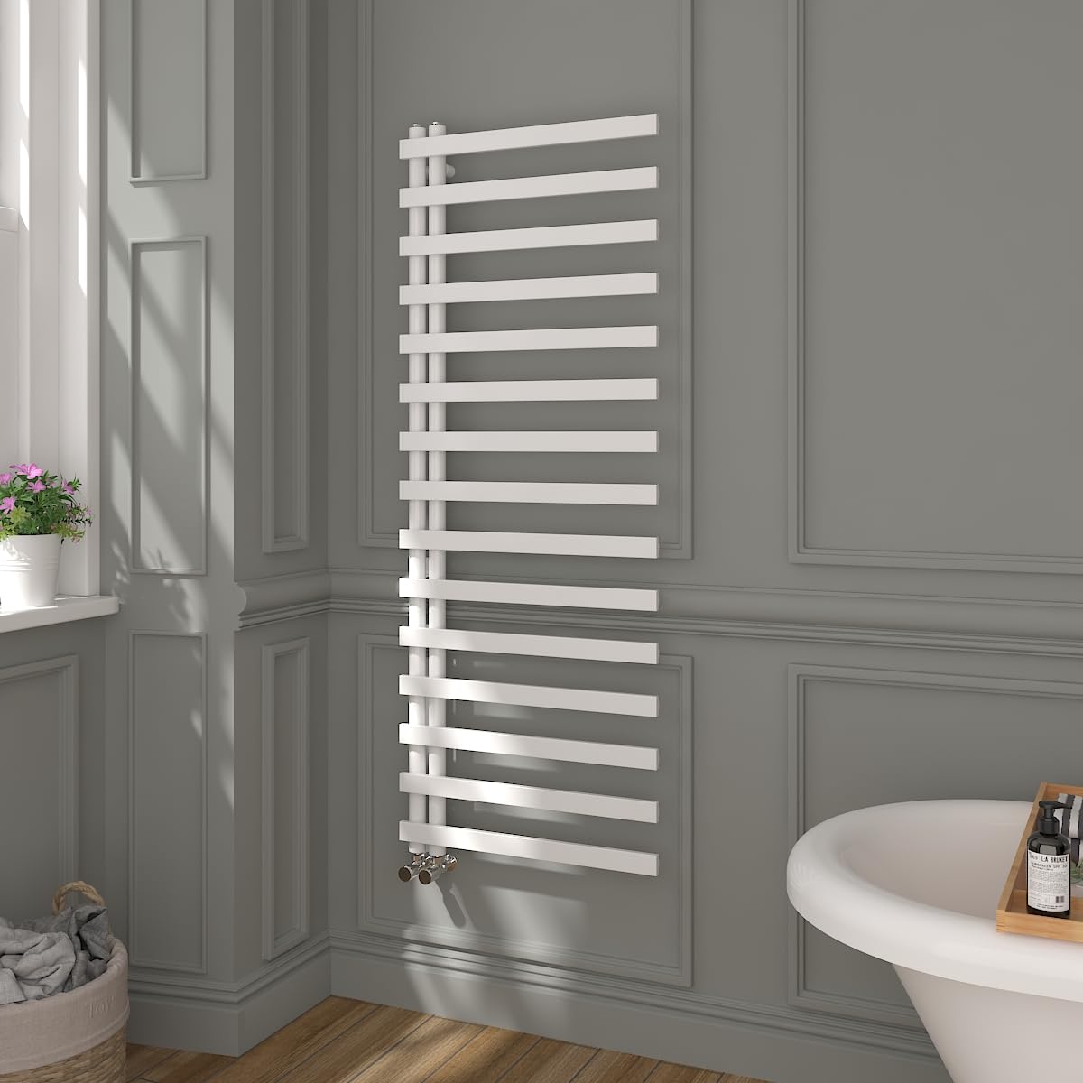 Warmehaus Minimalist Bathroom Heated Warming Towel Rail 1600x600mm White