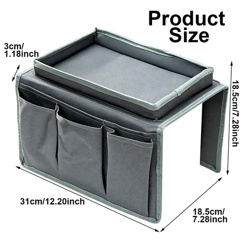 HATFRYF Sofa Arm Chair Tray Organisers Waterproof Non-Slip, Arm Chair Caddy, with 6 Bags, for Magazine, Phone, TV Remote, Drinks, Book, Snacks