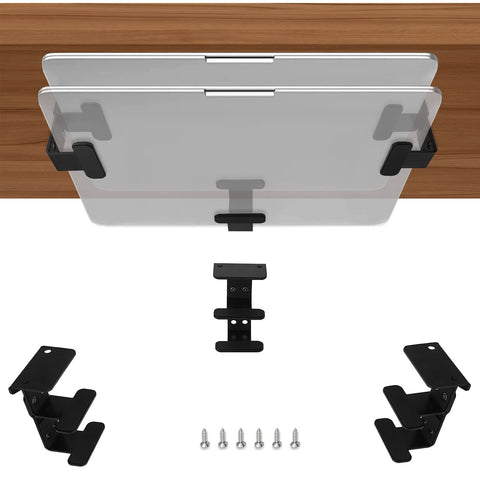 IFCASE 2 Tier Under Desk Laptop Mount, Double Decker Metal Under Desk Shelf Holder for Laptop, MacBook Pro, Keyboard with Anti-Scratch Silicone