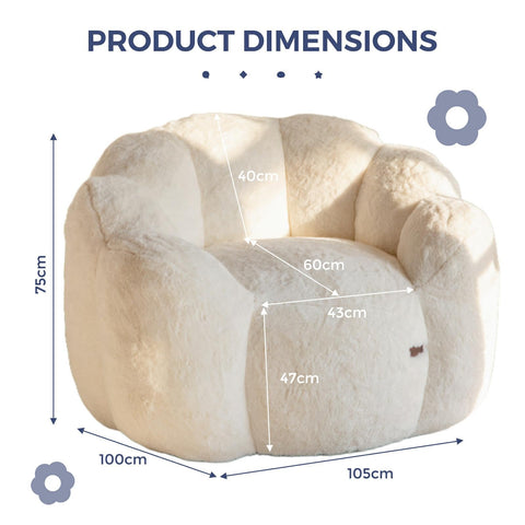 MAXYOYO Floral Shaped Bean Bag Sofa, Includes Filling, Faux Fur Fabric