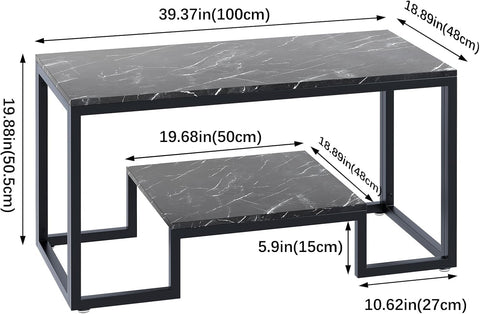 Coffee Table with Storage Shelf, Living Room Table with Metal Frame, Coffee Tables for Living Room, Center Table