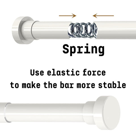 Telescopic Clothes Rail, Extendable Curtain Rod 72-145CM, φ25mm, No Drill Adjustable Spring Rod for Window Bathroom Bedroom, Silver