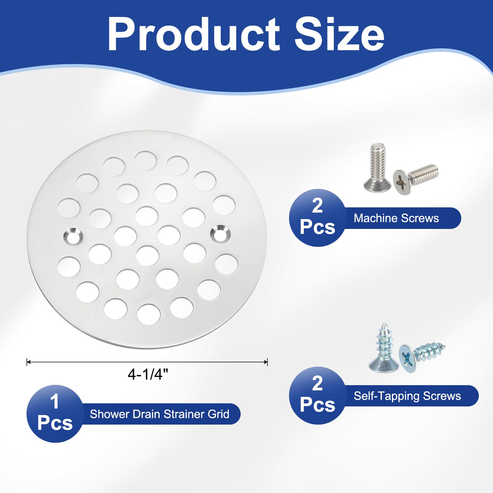 PATIKIL Shower Strainer Drain Trim Set 4-1/4", 1 Pcs 304 Stainless Steel Round Screw-in Shower Strainer Drain Cover with Screw for Bathroom Floor