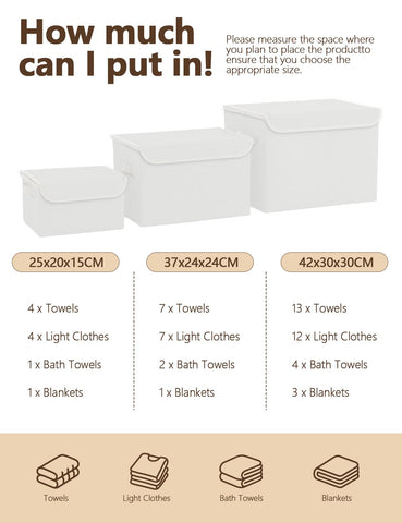 Bagnizer Medium Collapsible Storage Baskets Foldable with Lids 3PCS