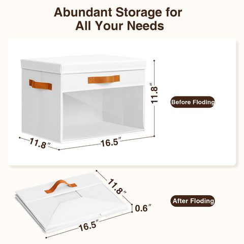 Homsorout Large Fabric Storage Boxes with Lids & Clear PVC Window White 38L