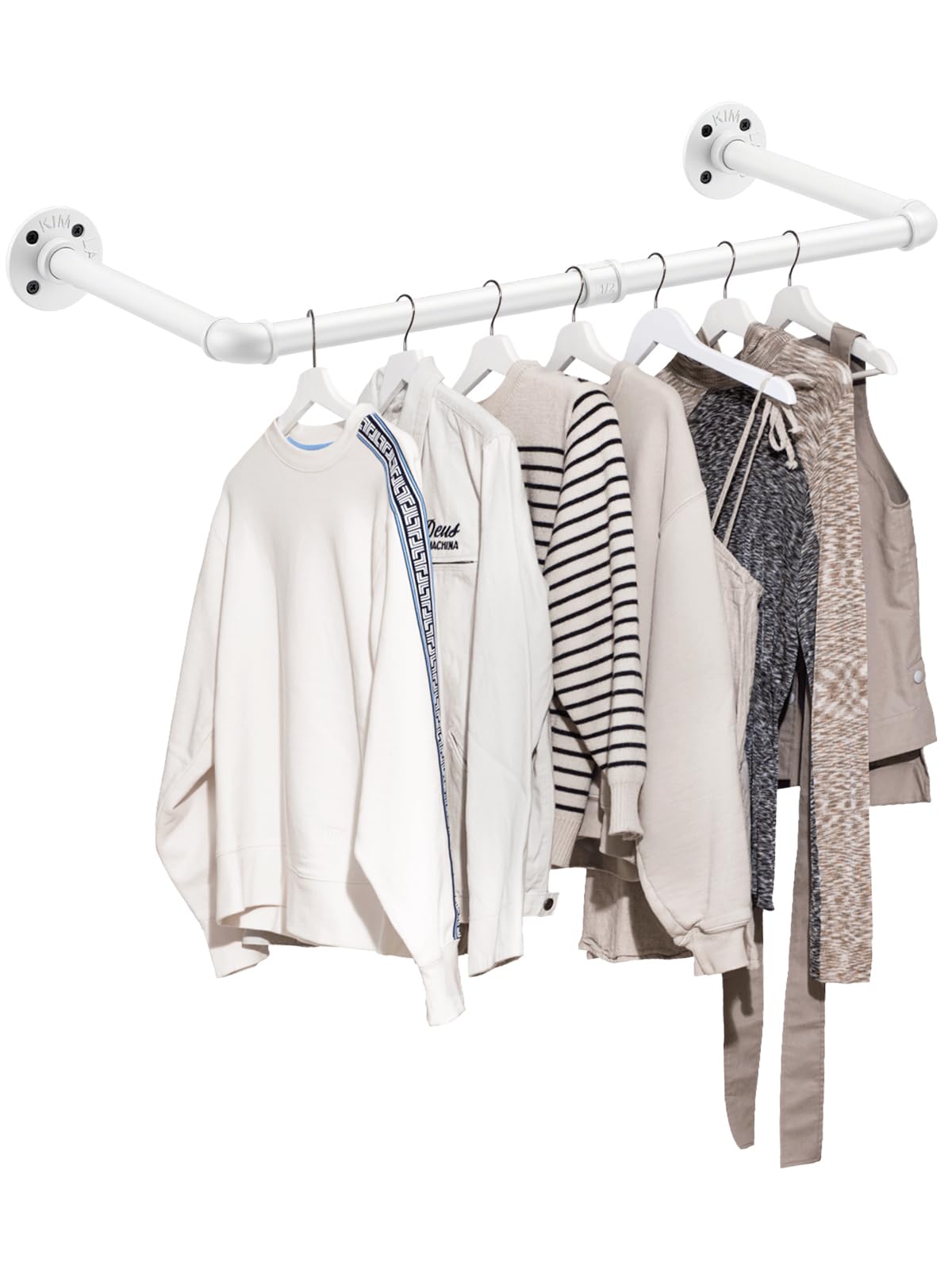 eSynic 60cm White Industrial Pipe Clothes Hanging Rails