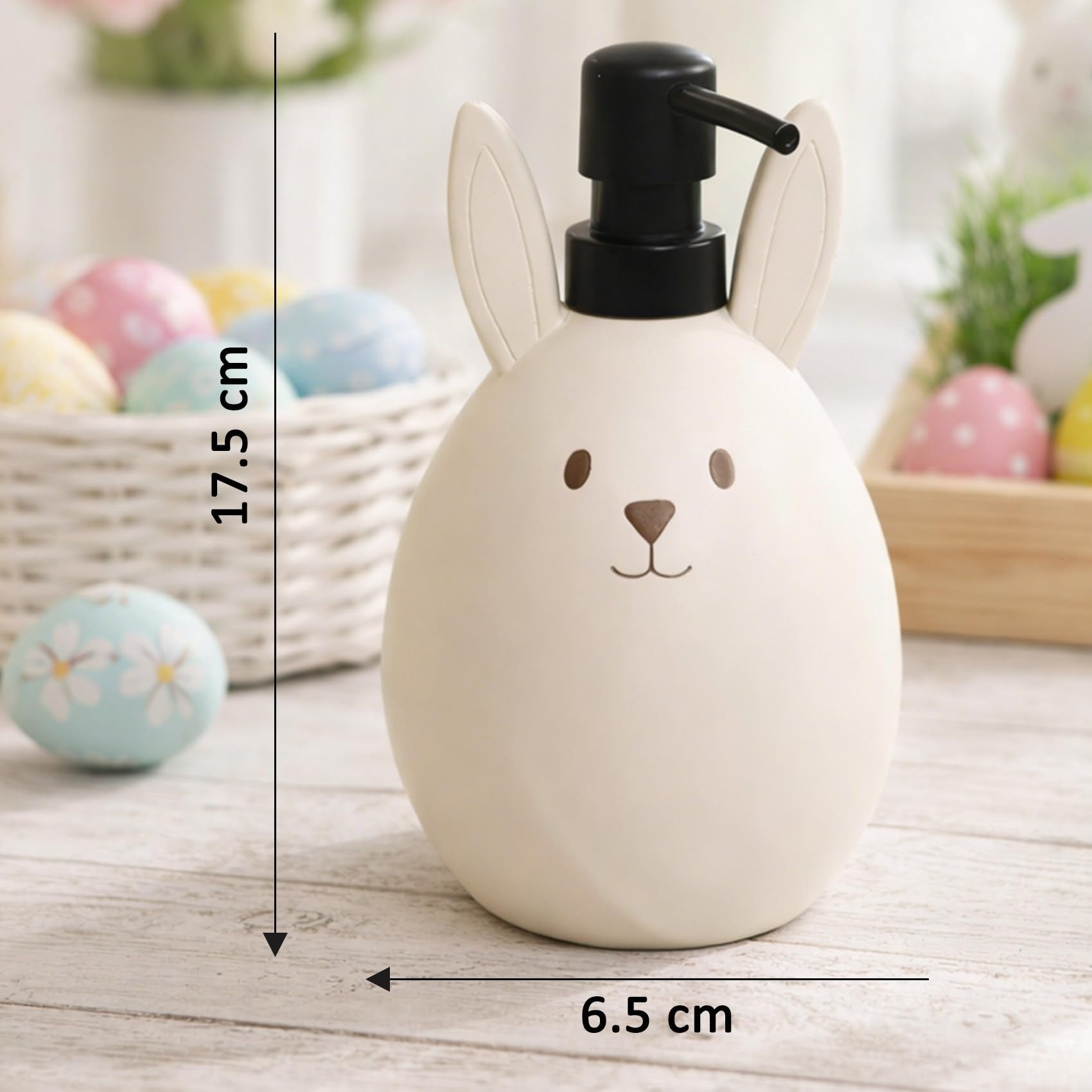 Blissilk 550ml Refillable Cute Bunny Liquid Soap Dispenser with Easy Pump Dispenser Bottles, Designed for Bathroom & Kitchen Countertop