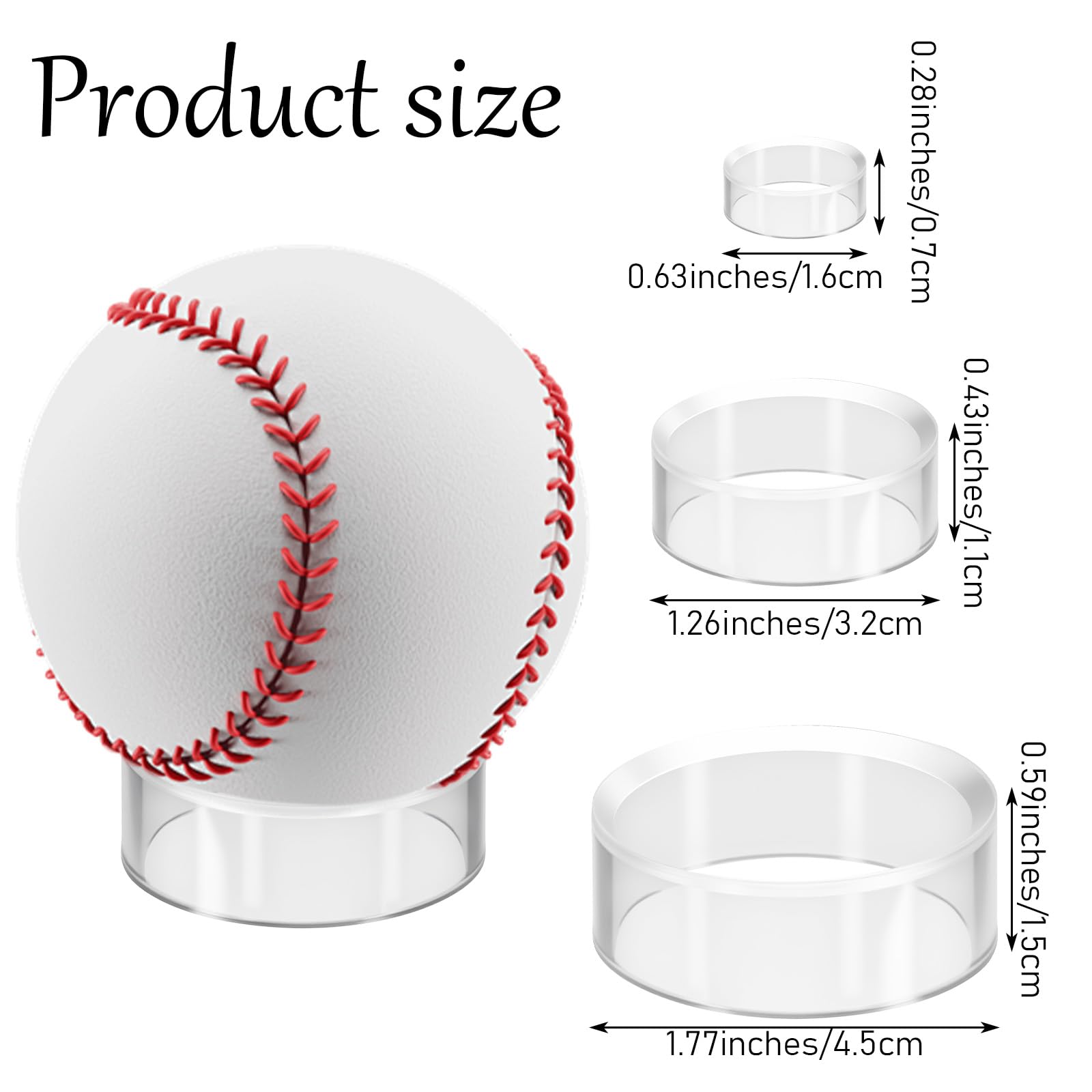Sorcristy Clear Acrylic Sphere Holder Set, 12 Pieces Sphere Display Stand, Small Plastic Display Stands, 3 Sizes for Displaying Spheres, Eggs