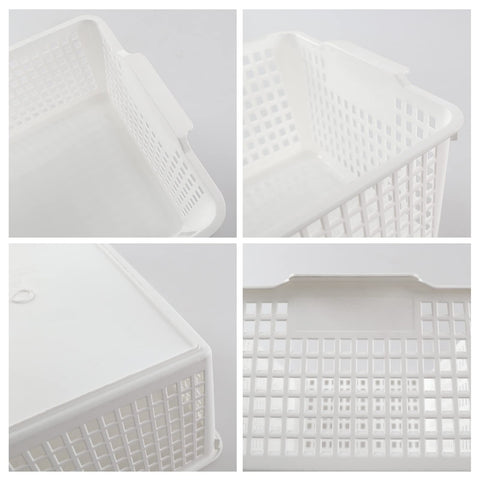 Joyeen Large Stroage Basket, Plastic Kitchen Cupboard Basket Box Set of 4 (White)