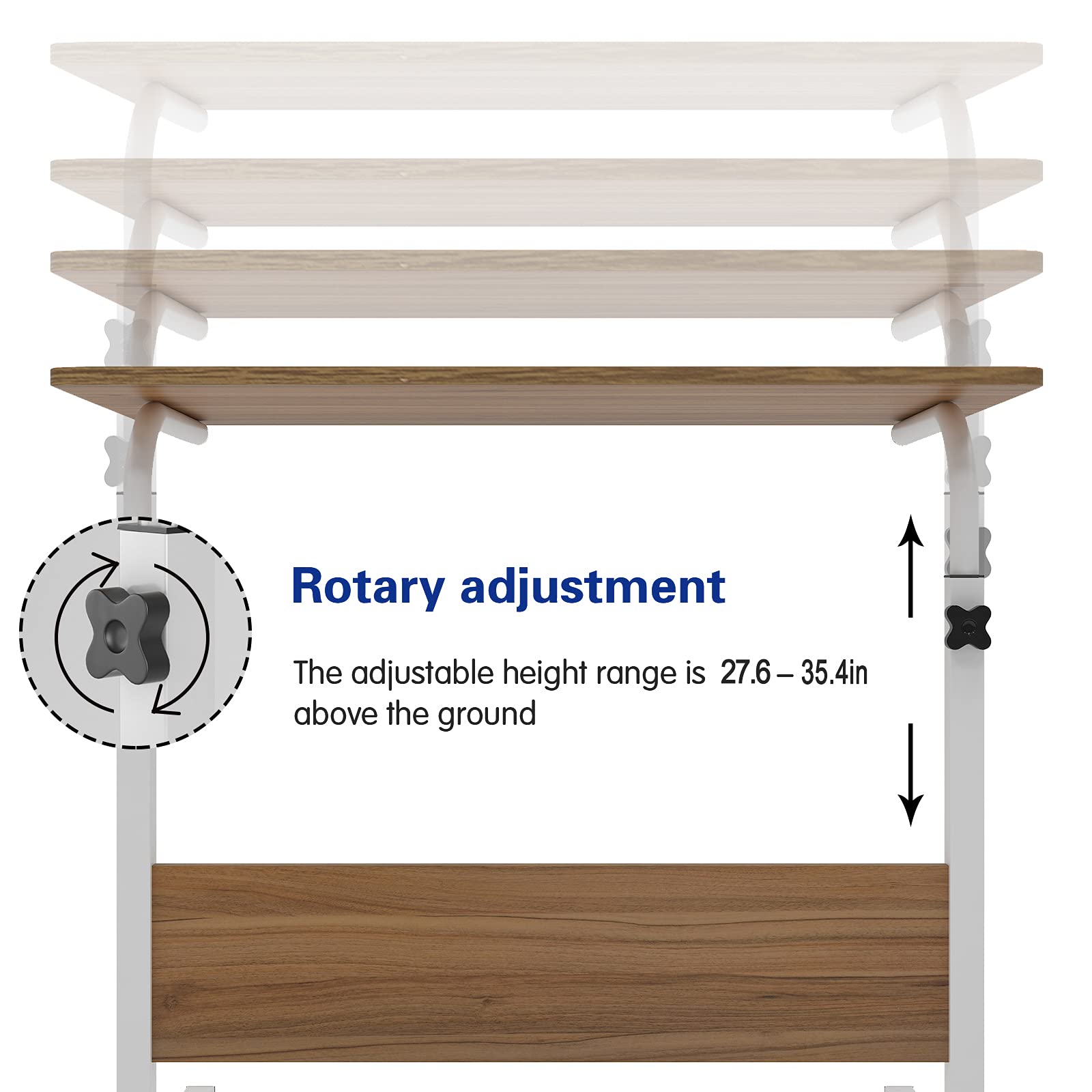 sogesfurniture 60 * 40cm Laptop Table Sofa Table Side Height Adjustable, Mobile Computer Stand Laptop Notebook Desk PC Stand Portable