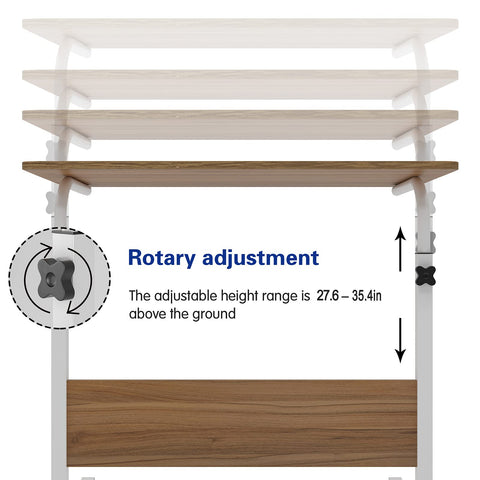 sogesfurniture 60 * 40cm Laptop Table Sofa Table Side Height Adjustable, Mobile Computer Stand Laptop Notebook Desk PC Stand Portable