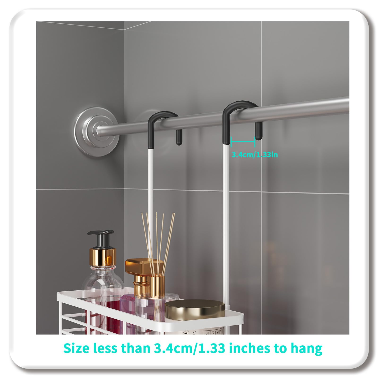 HapiRm Shower Caddy Hanging Organiser- No Drilling Shower Tidy with Hooks