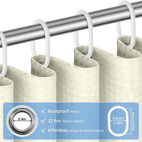 APXEL Beige Waffle Shower Curtain, Mould Proof Waterproof Shower Curtains