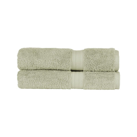Christy Renaissance 2 Bath Towels Set | Thyme Green | 100% Egyptian Cotton Pile | Luxuriously Soft and Super Absorbent | 675 GSM