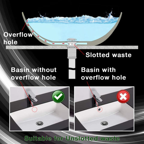 Xcel Home Unslotted Chrome Silver Click Clack Basin Waste, Durable Brass Pop-Up Sink Plug Replacement