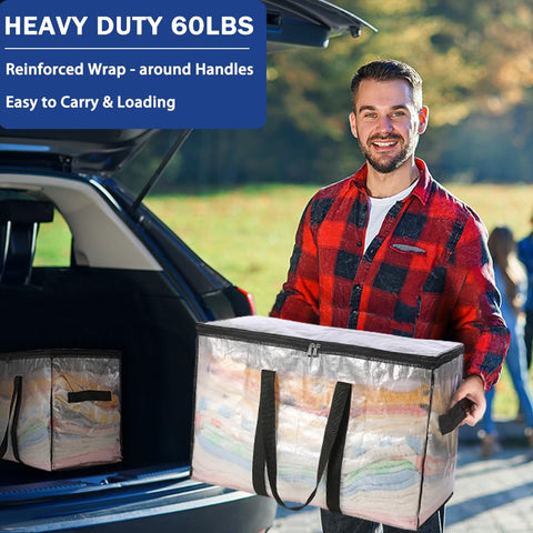 Uhogo 110L Heavy Duty Moving Bags 3 Pack, Extra Large Storage Totes with Reinforced Handles & Strong Zips
