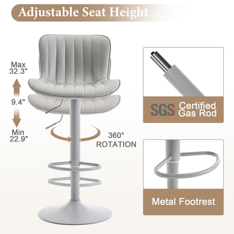 Kidol&Shellder Bar Stools Set of 2 Modern Breakfast Bar Stools, ALL Grey