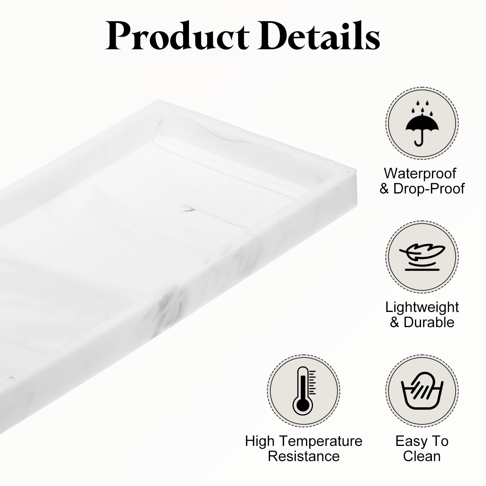sourcing map 2Pcs Bathroom Vanity Tray, 11.8" x 5" Silicone Soap Dispenser Trays, Shatterproof Kitchen Sink Organizer for Soaps Keys Candle Trinket