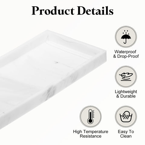 sourcing map 2Pcs Bathroom Vanity Tray, 11.8" x 5" Silicone Soap Dispenser Trays, Shatterproof Kitchen Sink Organizer for Soaps Keys Candle Trinket