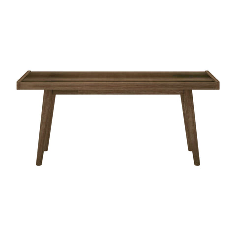 Maxwood Furniture Plank plus Beam Mid-Century Single Wood Entryway Bench, Walnut, 41.25 Inch