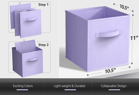Sorbus 11 Inch Fabric Storage Cubes - Sturdy Collapsible Bins with Handle - 6 Foldable Baskets for Organizing Clothes, Toys, Books