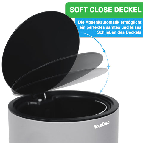YourCasa® Bathroom Bin [5L] - Elegant Design - Small Bathroom Bin - Cosmetic Bin - Bathroom Bin with Lid and Soft Close - Waste Bin Bathroom Toilet