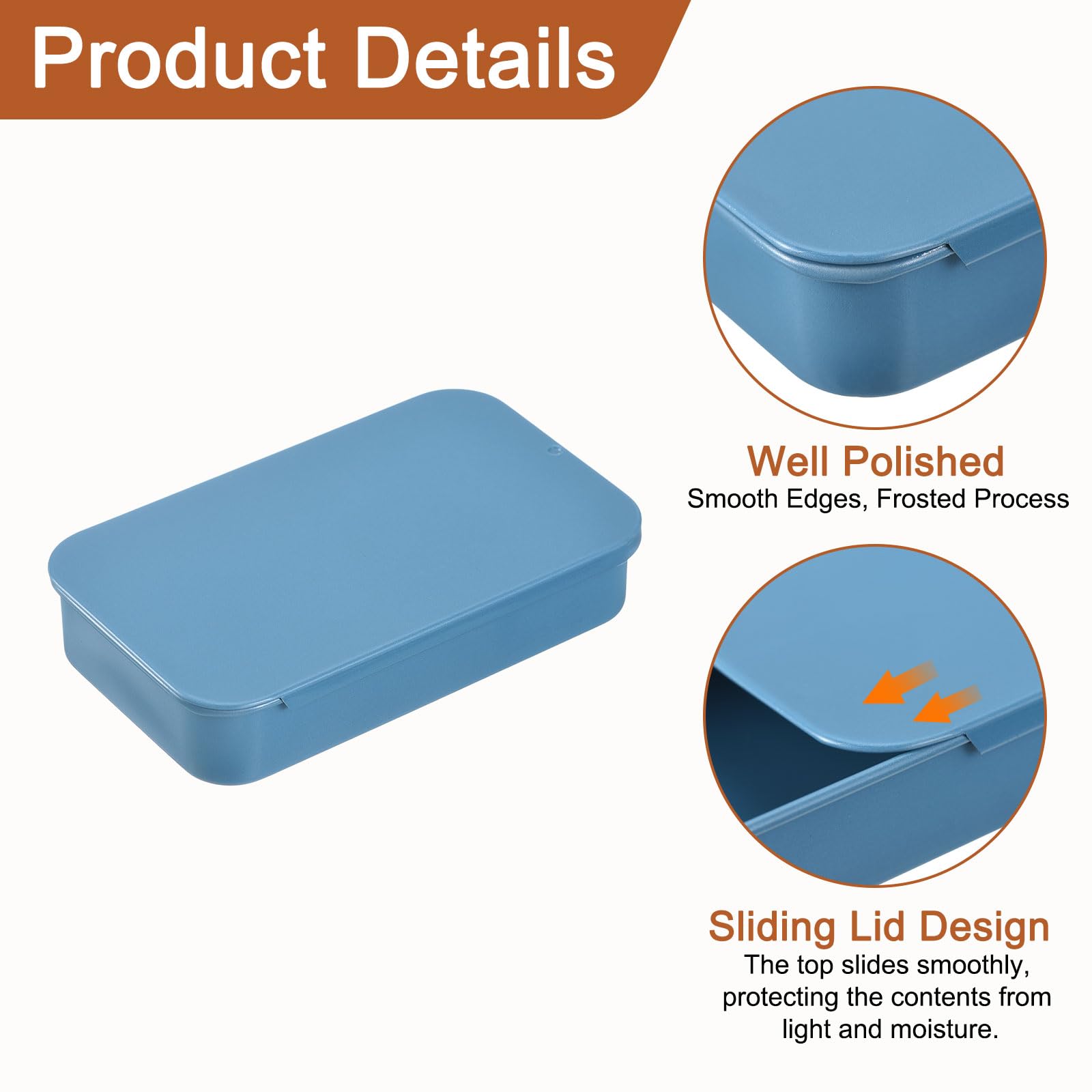 sourcing map 2 Pcs Metal Tin Box Container, 3.1x2x0.6 Inch Slide Top Tin Containers Empty Rectangular Storage Box Portable Mini Tin Case for Candy