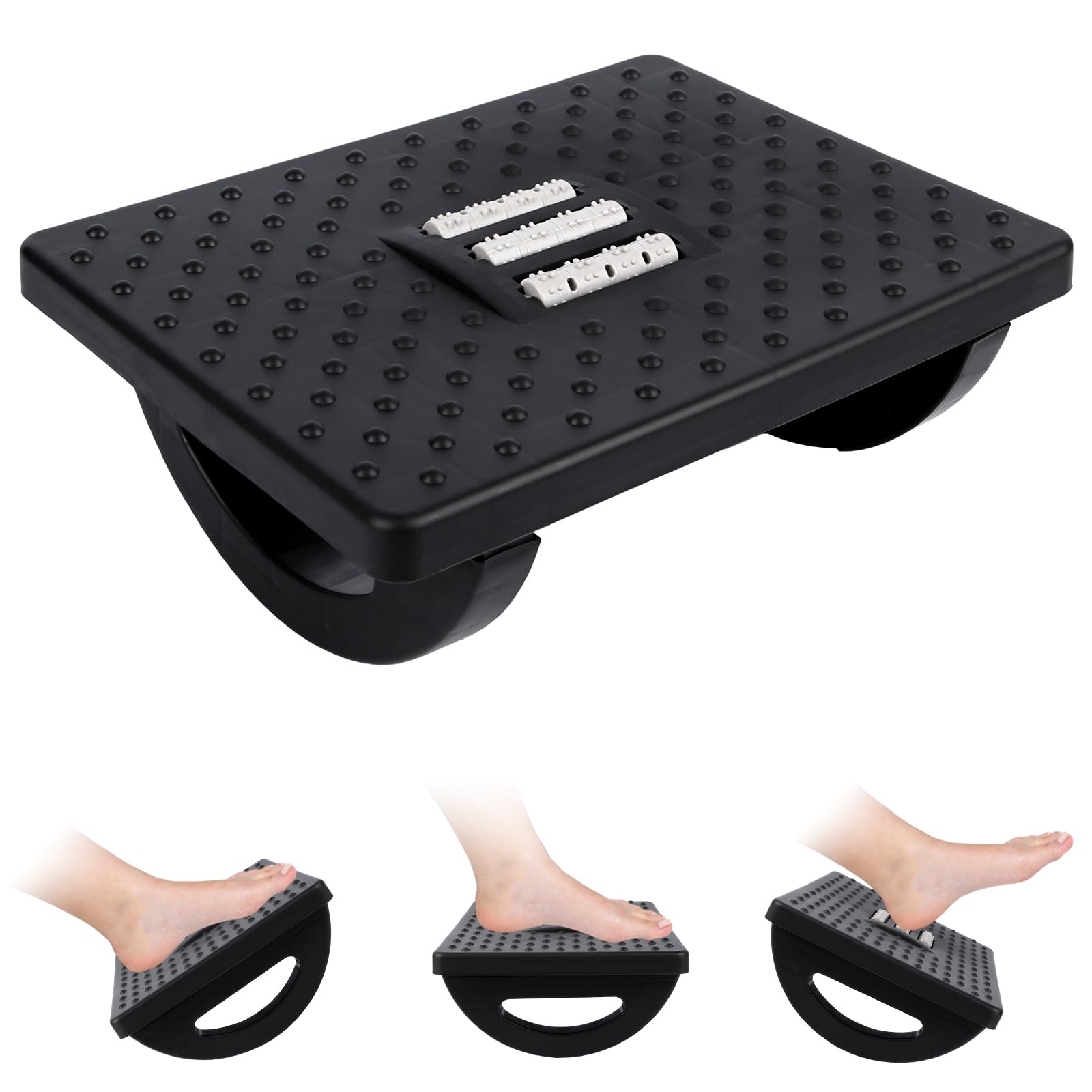 Nymblis Foot Rest Under Desk, Non-Slip Foot Stool with Roller Massager
