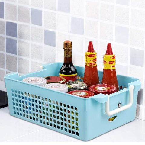 Ordate Plastic Cupboard Basket with Handles, Stacking Storage Basket, 6 Packs