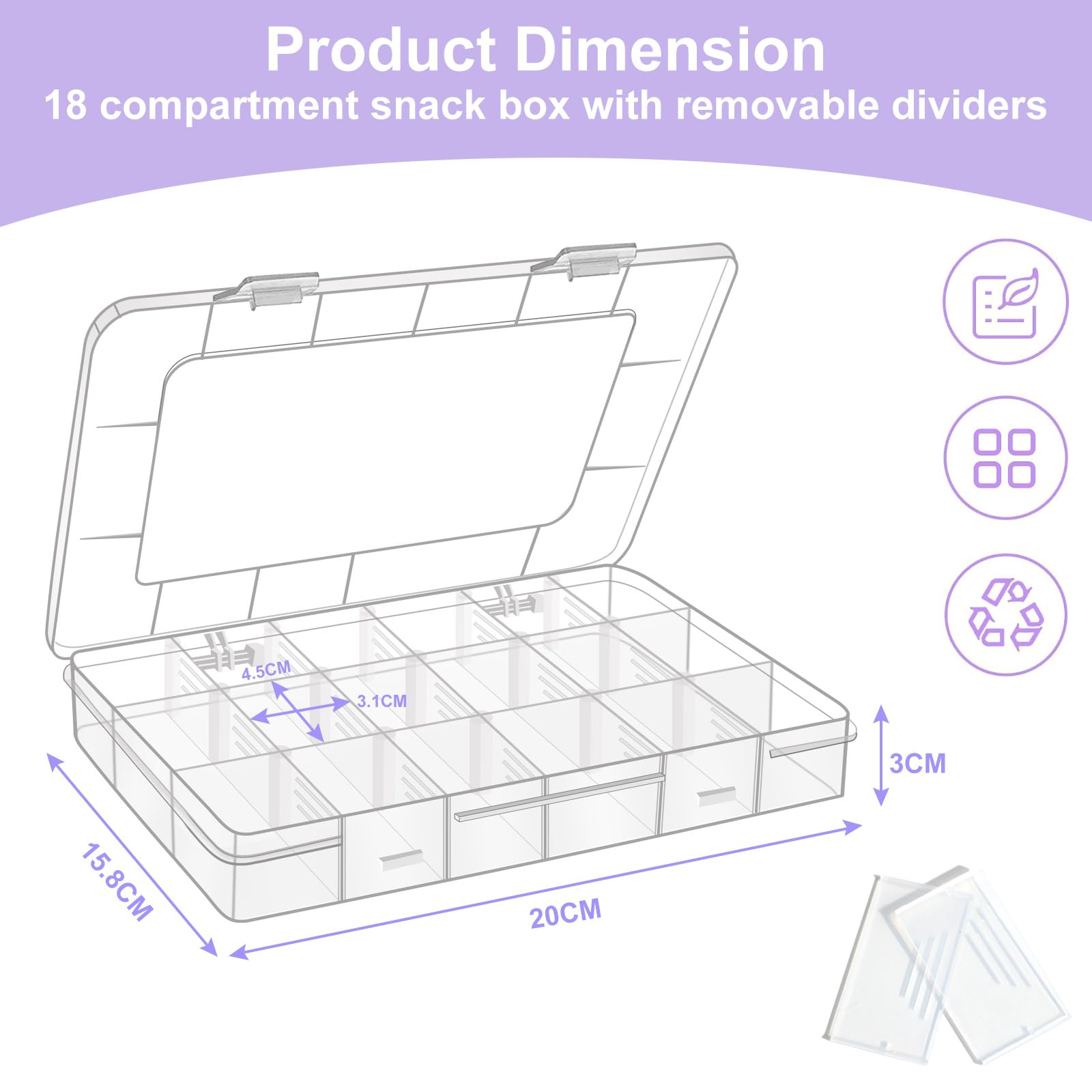 Surflyee 2PCS Snack Box with Compartments, Travel Snack Box for Plane